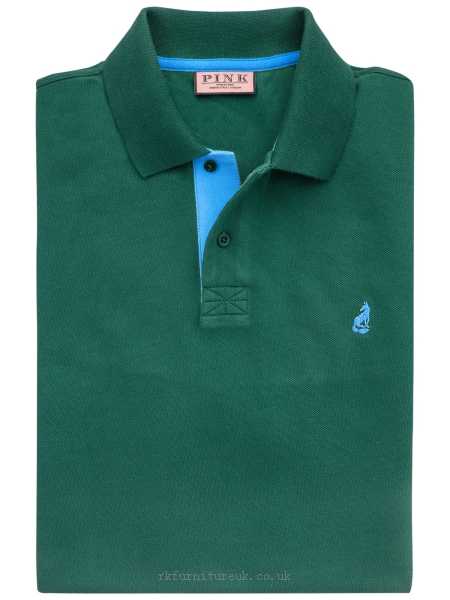 Mens Polo Shirts Deep Green/Blue Thomas Pink Brandon Plain Polo Shirt Plain 286957 100% cotton